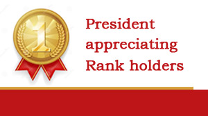 President appreciating 1st Rank holder